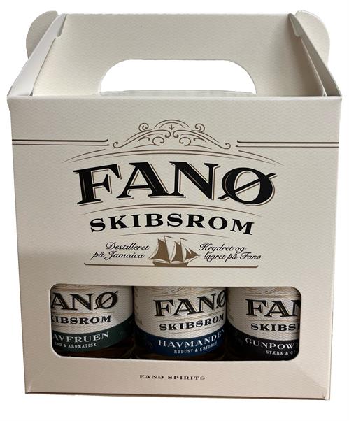 Fanø Skibsrom gaveæske, Havmanden, Havfruen og Gunpowder 3x5 cl.